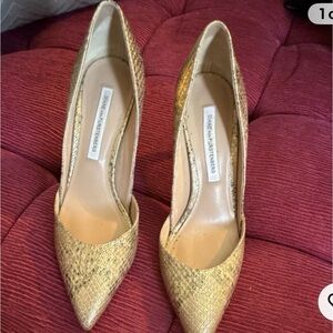 Diane Von Furstenberg Gold Textured Heels